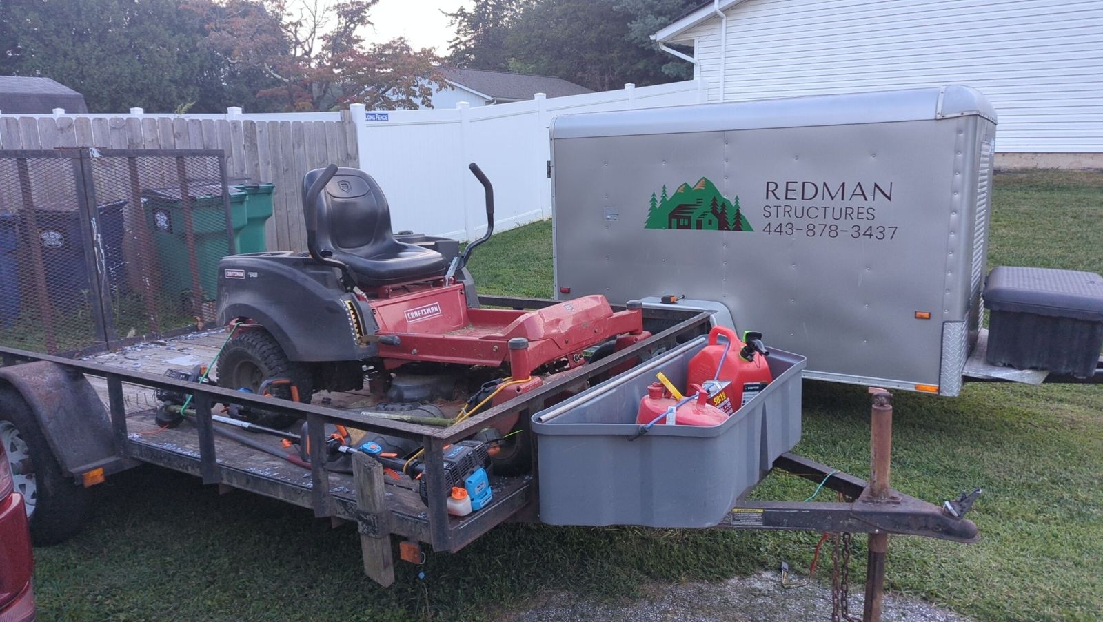 Original mower and trailer setup